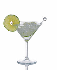 Refreshing Cocktail with Lime on White background