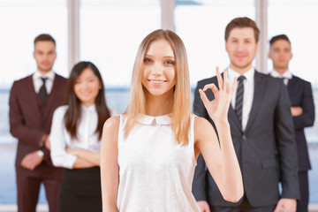 Obraz premium One of businesswoman or businessman standing in the foreground a