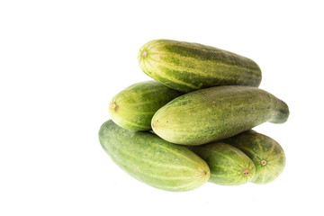 Close up stack of Cucumber isolated on white