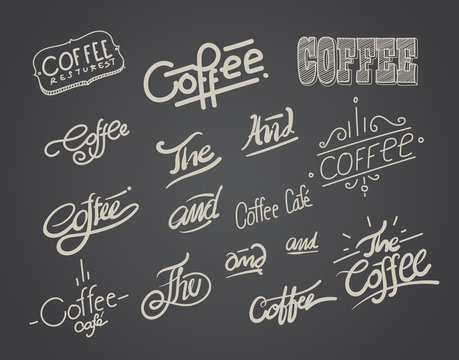 coffee hand drawing typography and element.