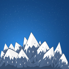 Obraz premium Mountain Landscape with Snow Top and Stars at the background Fla