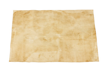 Old brown paper isolated on white background
