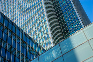Fototapeta na wymiar Office building and reflection in London, England, background