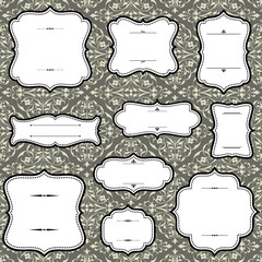 Vintage Frames on Damask Background © Giraphics