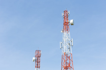 Communication Tower on blue sky background