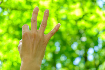 Gestures, number 3 in sign language