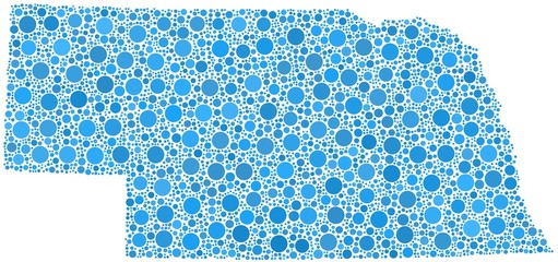 Map of Nebraska - USA - in a mosaic of blue bubbles