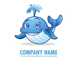 little whale character image vector