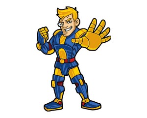 man male cyborg character image vector