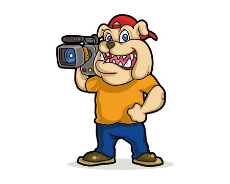 cameraman bulldog character image vector