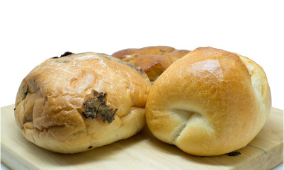 chocolate bread, Bacon filled bread roll, isolated