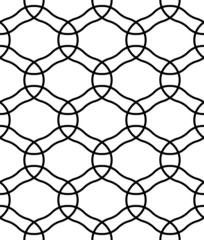 Fototapeta premium Black and white geometric seamless pattern with wavy line.