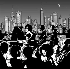 No drill light filtering roller blinds Art Studio Jazz music band performing in New York