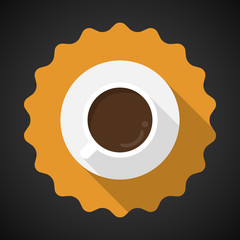 Coffee Cup Flat Vector Icon with long shadow