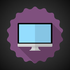 Designer Computer Desktop Flat Vector Icon with long shadow
