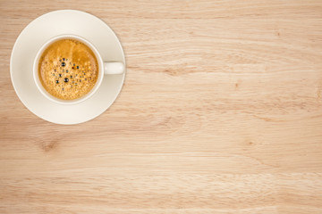 coffee classic cup on a wooden table top view