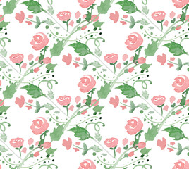 Obraz na płótnie Canvas Vector illustration - Seamless pattern with watercolor flowers