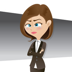 crying businesswoman on grey background