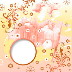 Vector watercolor modern background with frame