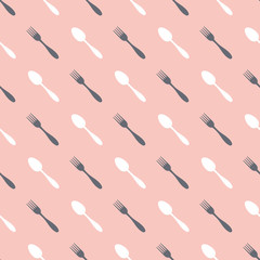 Seamless colorful background made of spoon and fork 