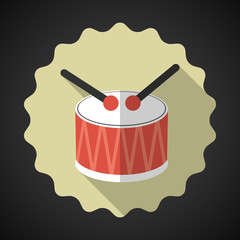 Music Snare Drum with Sticks Flat Vector Icon