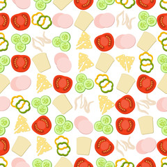 Seamless colorful background made of ingredients for sandwich 