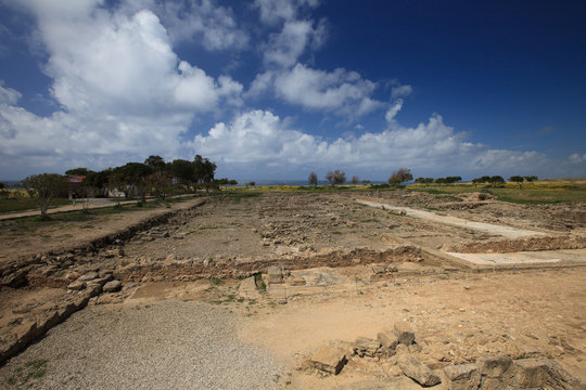 Archaeological excavations of the ancient civilization in Paphos. Cyprus.