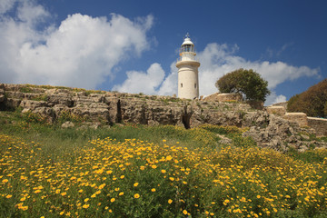 Fototapeta na wymiar Beautiful view of the old lighthouse in Paphos. Cyprus