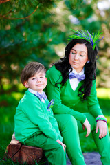 Portrait of happy boy and his mother