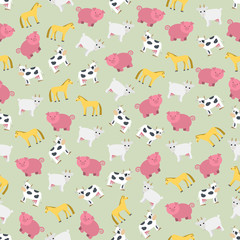 Seamless colorful background made of farm domestic animals