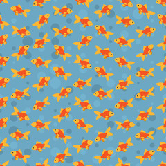 Seamless colorful background made of goldfish  in flat design