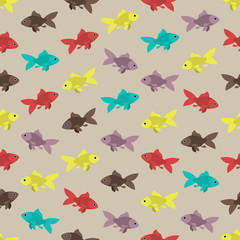 Seamless colorful background made of different goldfish  