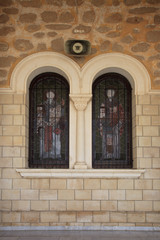Ancient stained glass in the windows of the Orthodox Church