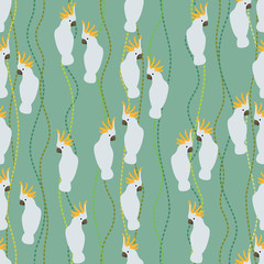 Seamless colorful background made of cockatoo  in flat design