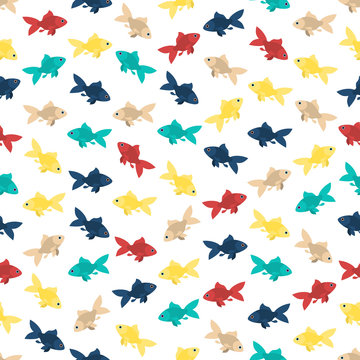 Seamless colorful background made of different goldfish