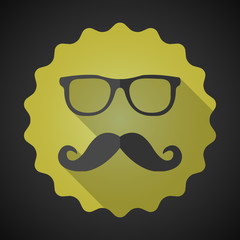 Glasses with Mustuches Flat Vector Icon with long shadow