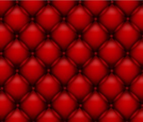 Vector texture leather upholstery sofa. red background