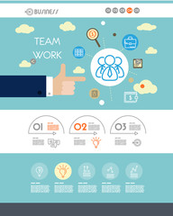 blue website template with team work