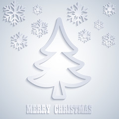 Christmas background with christmas tree and snowflakes