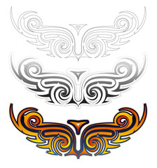 Ethnic wings tattoo set