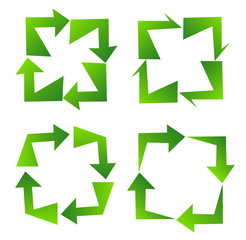 Set of green recycle sign