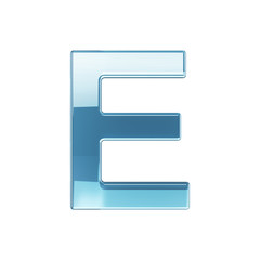 3d render of glass glossy transparent alphabet letter symbol - E