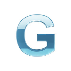 3d render of glass glossy transparent alphabet letter symbol - G