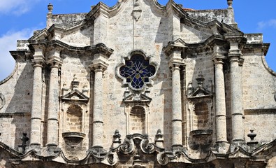 details of stone cathedral in Havana Cuba