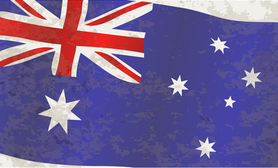 The flag of Australia red white and blue with grunge