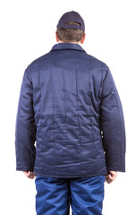 Fototapeta premium Worker in winter workwear. Back view.