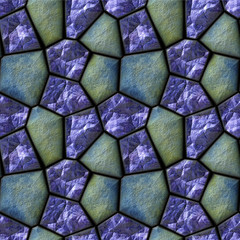 Seamless abstract pattern of blue sharp stones and sapphires