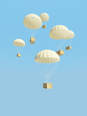 six boxes on parachute