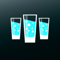 Glass of water symbol. Flat icon with long shadow. 