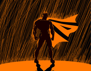Superhero in rain